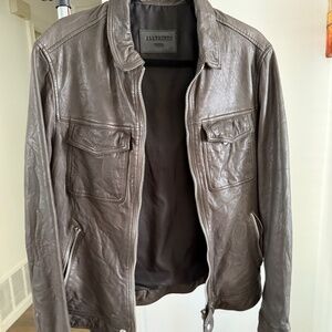 AllSaints Brown Leather Jacket - Small